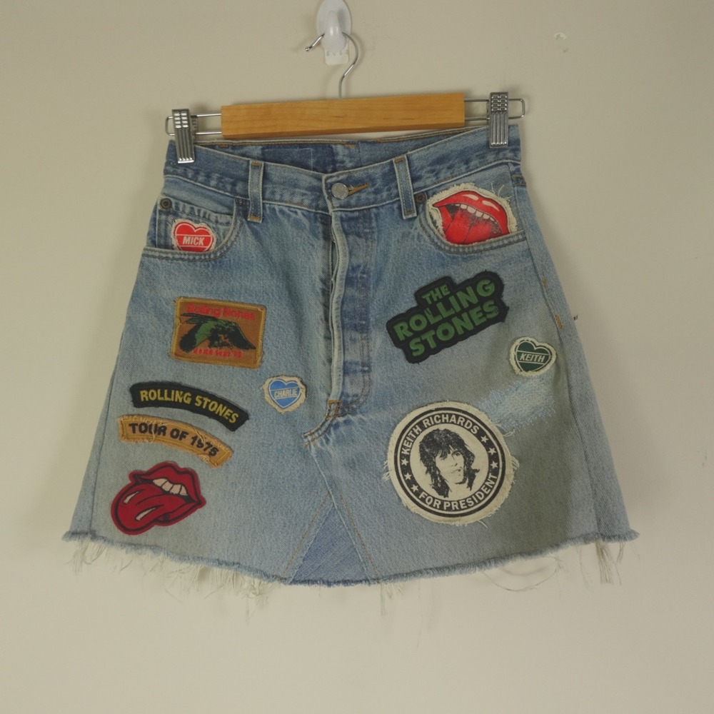 MadeWorn Skirt Denim The Rolling Stones Patches